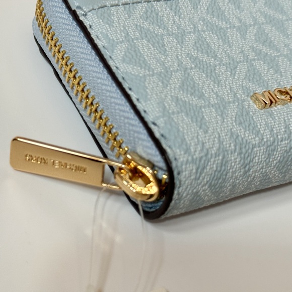 Michael Kors Jet Set Travel Card Case Wallet Wallet MK Pale Ocean - Picture 8 of 10